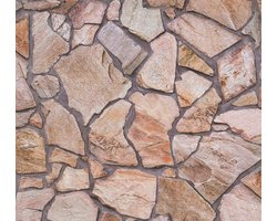 Steen tegel behang Profhome 927316-GU vliesbehang glad met natuur patroon mat bruin beige 5,33 m2