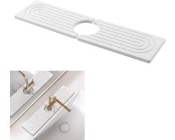 steen voor gootsteen, afdruipmat, kiezelgoer, sneldrogende steengootsteen, lade voor keuken en badkamer, wit, 40 x 10 cm