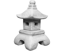 Steenlantaarn - Japanse decoratie - Tuin verlichten - Vorstbestendig gegoten steen - 33 cm hoog - Grijs