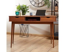 STEFANO bureau met 2 laden & kastanjehouten plank - Massief houten bureau. Duurzaam materiaal & weinig vervuilende lak gebruikt - Hoofdbeeld Sfeerbeeld