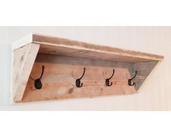 Steigerhout kapstok 4x2 haken | wandkapstok | Gebruikt steigerhout | hout | industrieel | vintage | robuust | landelijk | Staal |Handgemaakt