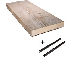 Steigerhout Wandplank 70 cm - Met Blinde Bevestiging - Robuust en Eenvoudig te Monteren