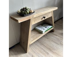 Steigerhouten kruk - Bankje - Met legplank en lade - Gebruikt hout - Oud hout - 70x19,5x47 cm