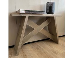 steigerhouten krukje - bankje - Oud Grijs - 70x19,5x47 cm - met kruis