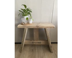 Steigerhouten krukje - Gebruikt hout - 50x19,5x47 cm - Met tekst 1702