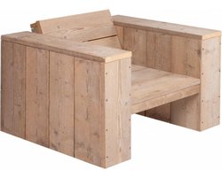Steigerhouten loungestoelen - set van 2 stoelen - oud steigerhout - zonder kussens - zitdiepte 60 cm - gemonteerd