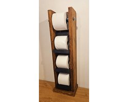 Steigerhouten toiletrolhouder staand.