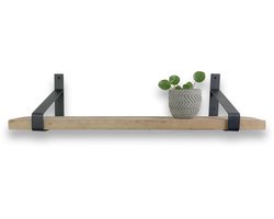 Steigerhouten wandplank 120 x 20 cm inclusief metalen plankdragers - Plankjes aan muur - Wandplank industrieel - Fotoplank
