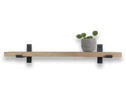 Steigerhouten wandplank 80 x 20 cm inclusief industriële plankdragers - Plankjes aan muur - Wandplank industrieel - Fotoplank