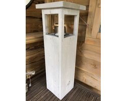 Steigerhouten zuil, hoogte 80 cm, gegreywashed