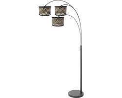 Steinhauer Booglamp Sparkled Light 3-Lichts Bamboe Naturel/Zwart