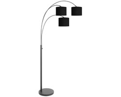 Steinhauer Booglamp Sparkled Light 3-Lichts Linnen Zwart/Goud