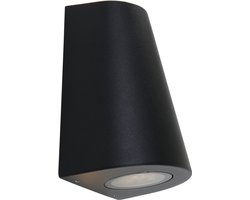Steinhauer Buitenlampen - Wandlamp Modern - Zwart - H:16cm  - GU10 - Voor Buiten - Metaal - Wandlampen - Slaapkamer - Woonkamer