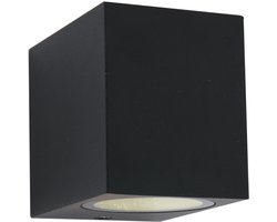 Steinhauer Buitenlampen - Wandlamp Modern - Zwart - H:8cm  - GU10 - Voor Buiten - Metaal - Wandlampen - Slaapkamer - Woonkamer
