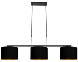 Steinhauer - hanglamp - Stang - zwart - linnen metaal - grote eettafellamp - E27 - 3981ZW
