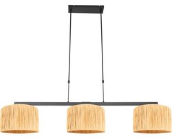 Steinhauer - hanglamp - Stang - zwart - metaal zeegras - grote eettafellamp - E27 - 3744ZW