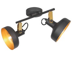Steinhauer Plafondlamp Prato zwart met goud 2-lichts - 4119ZW