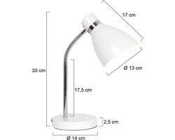 Steinhauer tafellamp Spring - wit - metaal - 14 cm - E27 fitting - 3391W