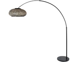 Steinhauer - vloerlamp - Sparkled Light - naturel zwart - bamboe metaal - booglamp - E27 - 4560ZW