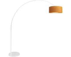 Steinhauer - vloerlamp - Sparkled Light - wit - metaal velours stof - booglamp - E27 - 7173W