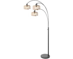 Steinhauer - vloerlamp - Sparkled Light - zwart - bamboe metaal - booglamp - E27 - 4148ZW