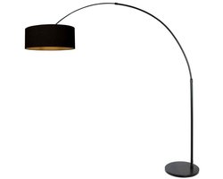 Steinhauer - vloerlamp - Sparkled Light - zwart - linnen metaal - booglamp - E27 - 3965ZW
