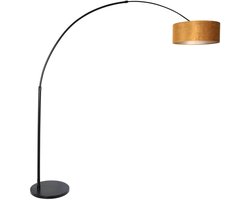 Steinhauer - vloerlamp - Sparkled Light - zwart - metaal velours stof - booglamp - E27 - 8129ZW