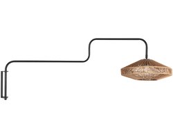 Steinhauer - wandlamp - Bloeba - naturel zwart - katoen metaal - leeslamp - E27 - 4508ZW