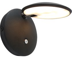 Steinhauer Zenith LED - Wandlamp Modern - Zwart - H:12cm - Ø:12cm - Universeel - Voor Binnen - Metaal - Wandlampen - Slaapkamer - Woonkamer