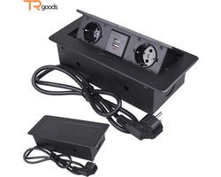 Stekkerdoos Inbouw Pop up stekkerblok met USB - Stekkerblok / Stopcontact voor Keukeneiland of Bureau - Verborgen Stopcontact