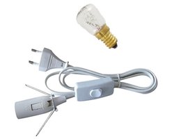 Stekkerlampje en kabel voor Zoutlamp - Verlichting - E14 fitting + snoer + lampje - Incl. Aan/Uit Schakelaar