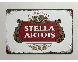 stella Artois Metalen wandbord 20 x 30 cm - Mancave -Wand Decoratie - Metalen borden - Tekst borden - Metalen bord - Reclame bord - Vintage - Kroeg - Bar – Cafe - Horeca - rettro