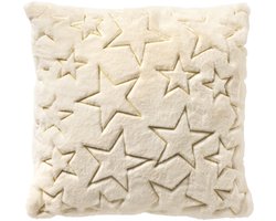 STELLA - kussenhoes 45x45 cm - kerst - gouden sterren - Snow White - wit
