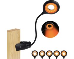 Stellar Leeslampje - Met Blauwlichtblokkering - 5 helderheidsniveaus - Dimbaar - USB-oplaadbaar - 360 Graden Flexibele Klemlamp - Zwanenhals