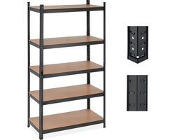 stellingkast - 1250 kg - staal - 180 x 100 x 50 cm - 5 planken - kelder - garage - zilver