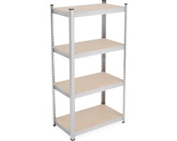 stellingkast - 138x70x40 cm - 200 kg - verzinkt staal - kelder - garage - modulair - zilver