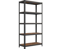 Stellingkast - 175kg Per Plank - Opbergrek - Stelling - Verstelbaar - Bruin/Zwart