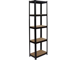 Stellingkast - 180 x 50 x 30 cm - 875 kg - steeksysteem - zwart-bruin