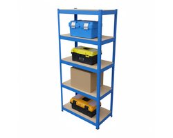 Stellingkast - 180x60x30 cm - tot 500 kg - steeksysteem - blauw