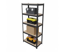 Stellingkast - 180x60x30 cm - tot 500 kg - steeksysteem - zwart