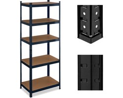 stellingkast - 180x70x45 cm - tot 500 kg - staal - garage - zwart