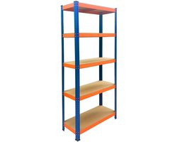 Stellingkast - 180x75x30 cm - tot 875 kg - blauw-oranje