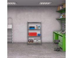 stellingkast 4 etages - draaglast 1440 kg - 153x91x46 cm - metaal - grijs