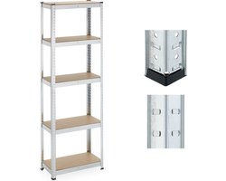 stellingkast - 500 kg - 180x60x30 cm - verzinkt staal - kelder - garage - zilver