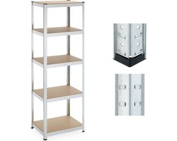 stellingkast - 500 kg - 180x60x45 cm - verzinkt staal - opbergrek garage - zilver