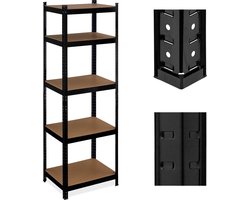 stellingkast - 500 kg - staal - 180 x 60 x 45 cm - 5 planken - voorraadkast - schuur - zwart