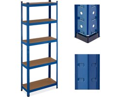 stellingkast - 500 kg - staal - 180 x 70 x 30 cm - 5 planken - schuur - garage - blauw