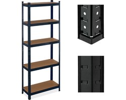 stellingkast - 500 kg - staal - 180 x 70 x 30 cm - 5 planken - schuur - garage - zwart