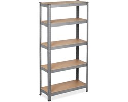 stellingkast - 875 kg - metaal - 150 x 75 x 30 cm - 5 etages - garage - grijs
