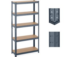 stellingkast - 875 kg - metaal - 150 x 75 x 30 cm - 5 planken - opbergrek garage - antraciet